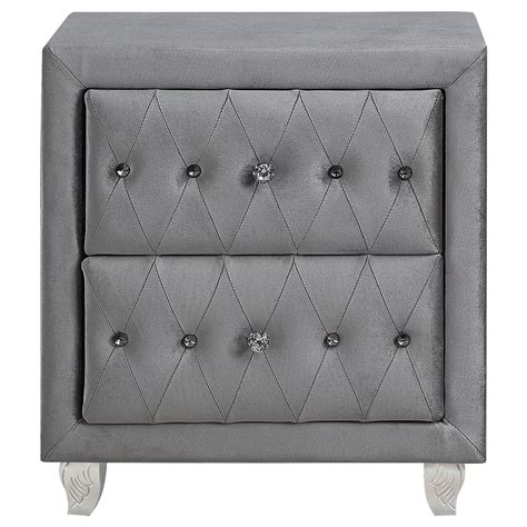 Deanna Eastern King Tufted Upholstered Bed Grey Coaster Fi