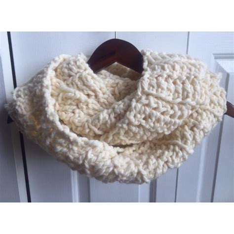 Chunky Cream Infinity Scarf By Spiderincreations On Etsy