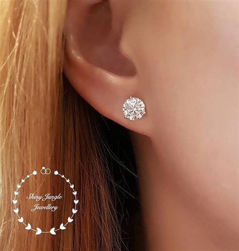 Buy Diamond Stud Earrings 05 1 And 2 Carat Man Made Diamond Simulant