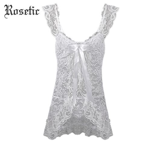 Womens Sleepwear Rosetic Women Gothic Sexy Nightgown Lace Dress Deep V Hollow Dresses See