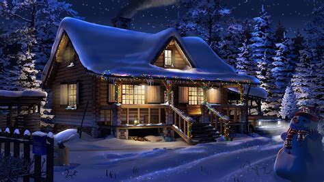 Decorated House For Christmas Hd Wallpaper Background Image