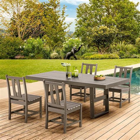 Erommy 5 Piece Patio Dining Set Patio Tables With 4 Chairs Hdpe Patio