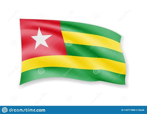 Waving Togo Flag On White. Flag In The Wind Stock Illustration - Illustration of waving, togo ...