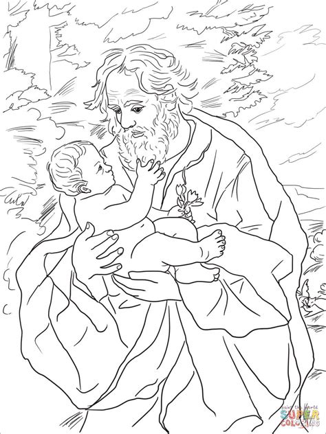 Desenho De São José Com O Menino Jesus Para Colorir Desenhos Para