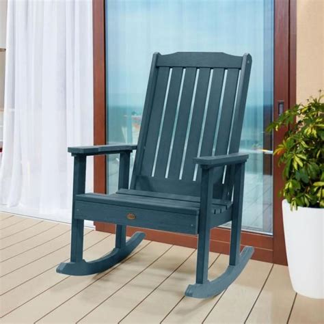 Highwood Lehigh Nantucket Blue Recycled Plastic Outdoor Rocking Chair