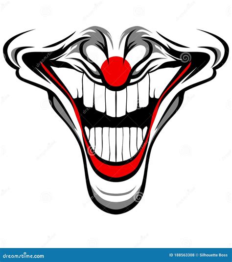 Evil Clown Face With Red Lips And Nose Creepy Clown Or Horror Clown