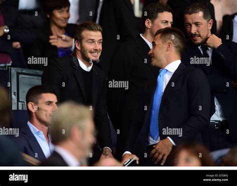 David Beckham Before The Game Between Paris St Germain And Barcelona