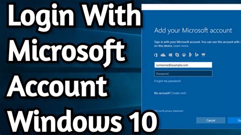 How To Login With Microsoft Account On Windows 10 Youtube
