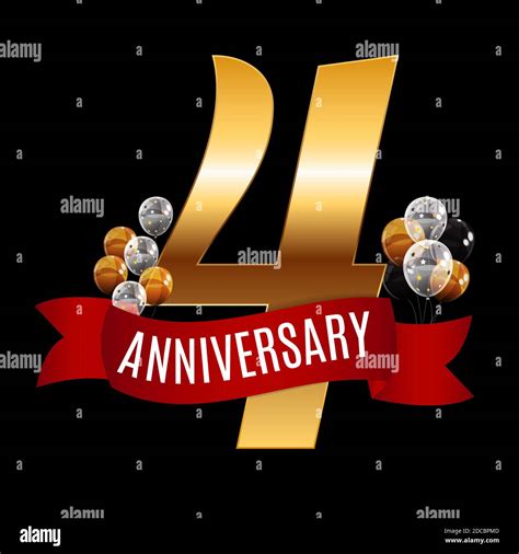 Golden 4 Years Anniversary Template With Red Ribbon Illustration Stock