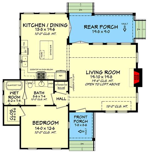 Cozy 1 Bedroom Cottage House Plan With Loft 51786hz