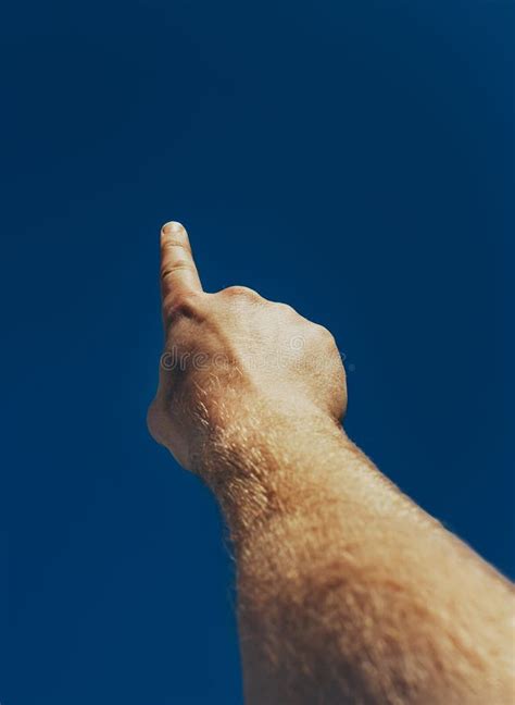 The Man Hand The Finger Points Upwards Creative Business Con Stock