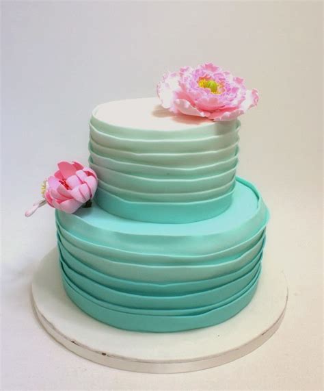 The Sensational Cakes Teal Ombre Layered 2 Tier Wedding