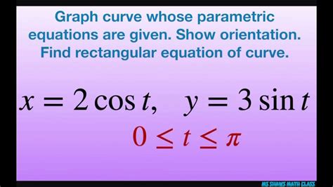 Graph Curve With Parametric Equations X Cos T Y Sin T
