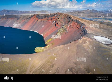 Ljótipollur Volcano Crater Lake In Icelandpicture Made By Drone From