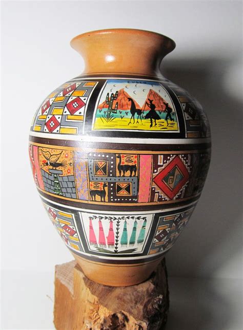 Pisac Cusco Peru Hand Painted Pottery With Beautiful Colors Hand Painted Vases Hand Painted