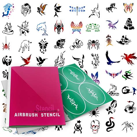 Pointzero Temporary Tattoo Airbrush Stencils 100 Designs Book 9