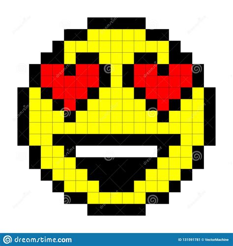 Smiley Pixel Art Style On White Background Vector Stock Vector