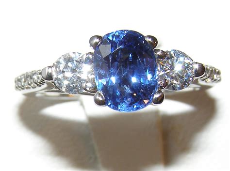 Stunning Ceylon Sri Lanka Sapphire Diamond Ring 18kwg 286 Ctw