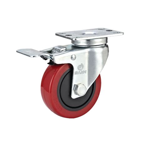 4 Inch Swivel Pu Industrial Casters With Brake And Lock Dajin Caster