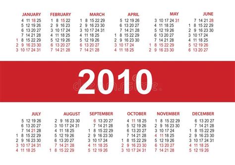 Kalender 2010 Vektor Illustrationer Illustration Av Datum 10450051