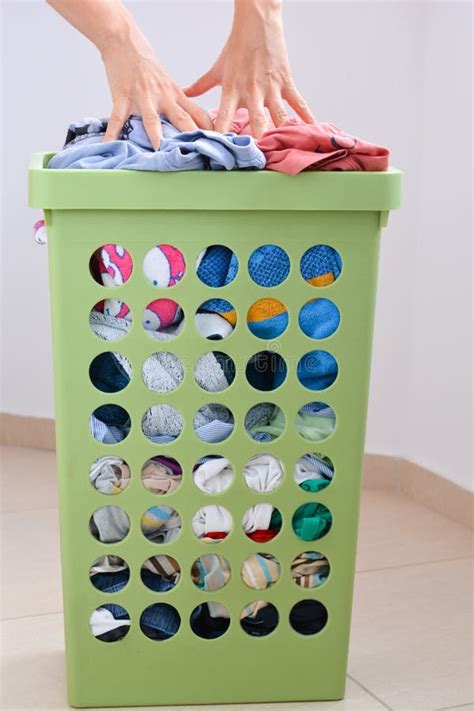 Full Laundry Basket With Dirty Clothes Stock Image Image Of Basket