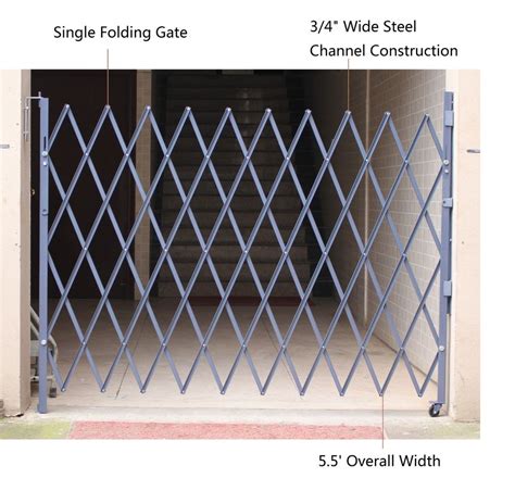 Grey Steel Folding Security Gates For Business Metal Scissor Gate
