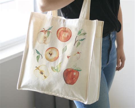 Apple Tote Bag Canvas Tote Fall Apples Bag Etsy