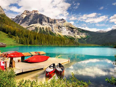 Canadian Rockies And Lake Summer Vacation Scenery Stock Photo Image