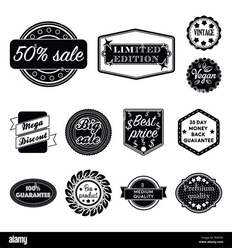 Different Label Black Icons In Set Collection For Design Index And Brand Vector Symbol Stock