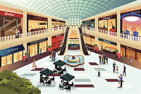 Best Shopping Mall Interior Illustrations Royalty Free Vector Graphics