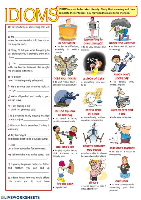 Idioms Worksheets With Answers Askworksheet