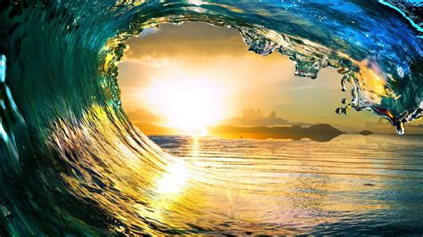 Free Ocean Waves Sunset Nature Computer Desktop Wallpapers Pictures