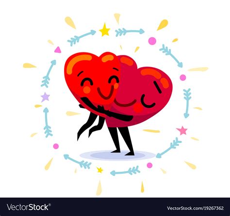 Couple In Love Two Funny Cute Flat Cartoon Hearts Vector Image