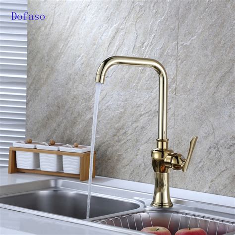 Dofaso Luxury Antique Brass Kitchen Sink Gold Faucet Chrome Vintage