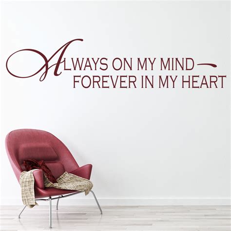 Always On My Mind Forever In My Heart Love Quotes Wall Stickers Home