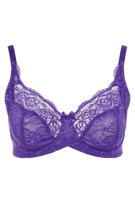 Purple Stretch Lace Non Padded Underwired Bra Yours Clothing