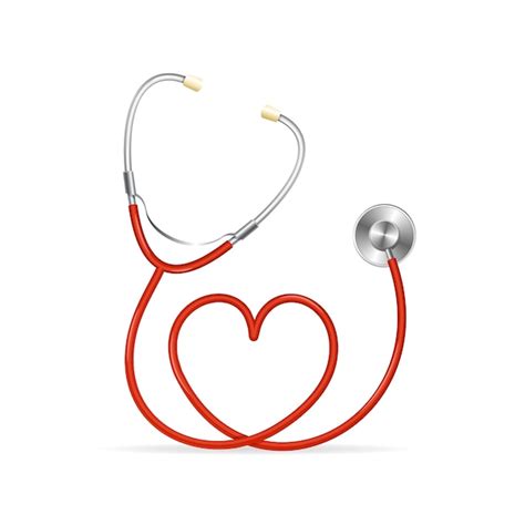 Premium Vector Red Stethoscope In Shape Of Heart