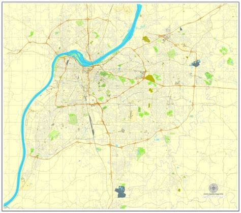 Louisville Pdf Map Kentucky Us Printable Vector Street City Plan Map