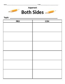 Pros Cons Worksheet By Michelle Hubbard TPT