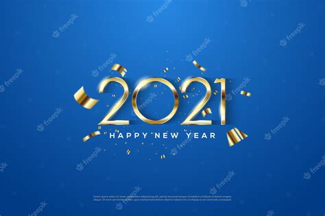 Premium Vector 2021 Happy New Year With Elegant Thin Gold Numbers