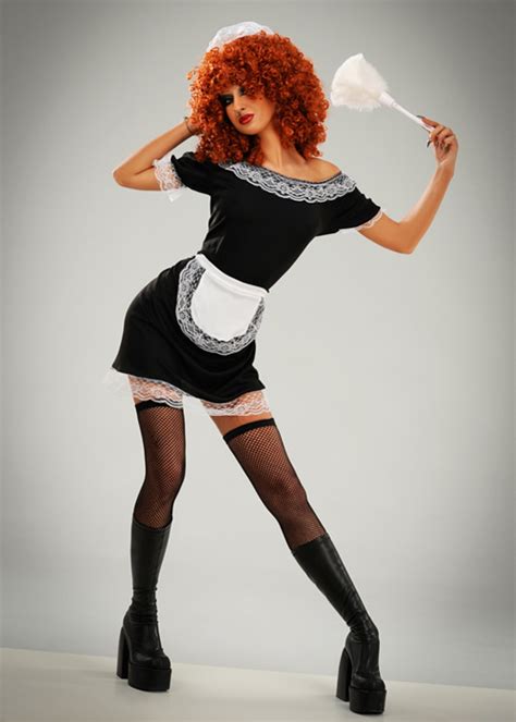 Womens Rocky Horror Magenta Style French Maid Costume Ef Rh