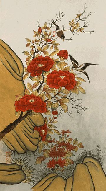 사단법인 한국 민화 연구소 꽃 예술 꽃 수채화 모란 그림