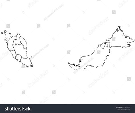 Malaysia Outline Map Detailed Isolated Vector 스톡 벡터로열티 프리 1015025257