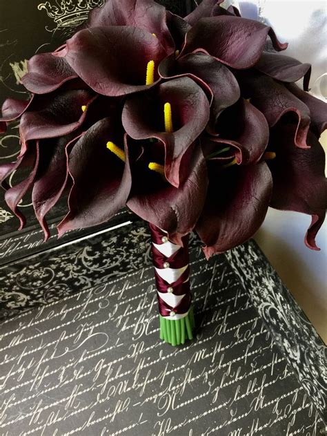 eggplant calla lily bridal bouquet purple bouquet eggplant etsy calla lily bridal lily