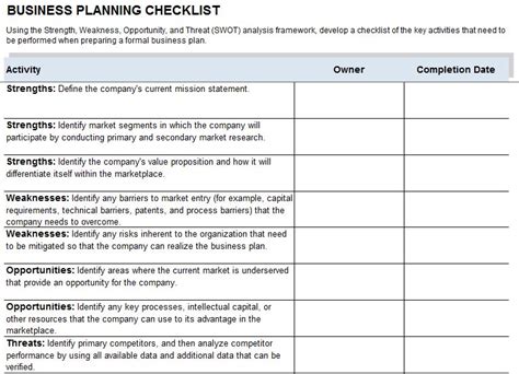 Business Continuity Plan Checklist Template