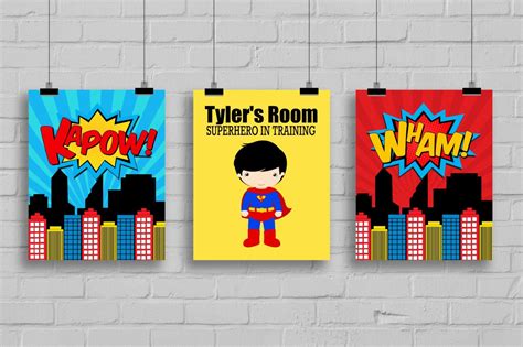 Superhero Prints Personalized Name Print Superman Print Boys Room