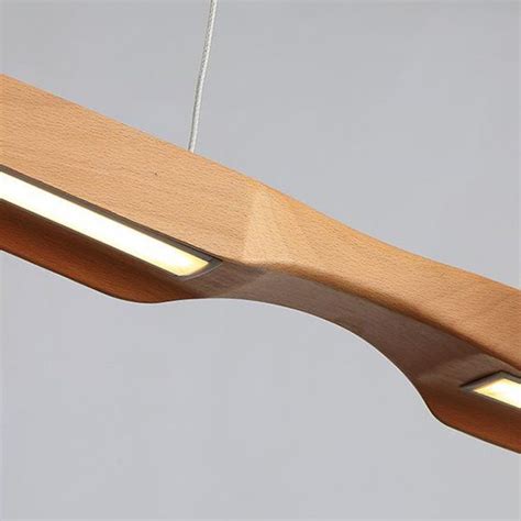 Modern Linear Wooden Pendant Lighting Single Light Led