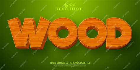 Premium Vector Wood Text Cartoon Style Editable Text Effect