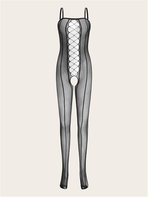 Cut Out Fishnet Overlay Bodystocking