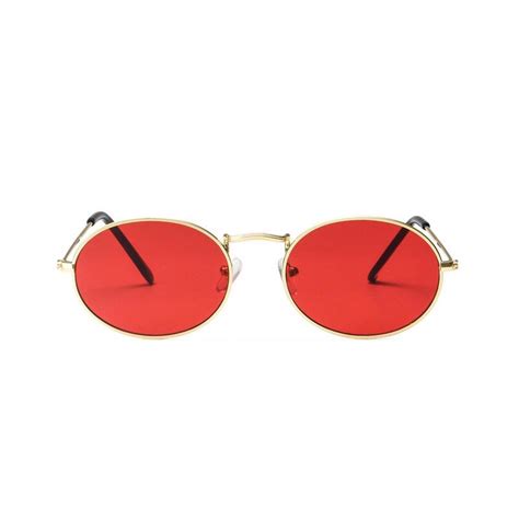 buy hot fashion women oval retro sunglasses eyewear vintage glasses gold metal frame at